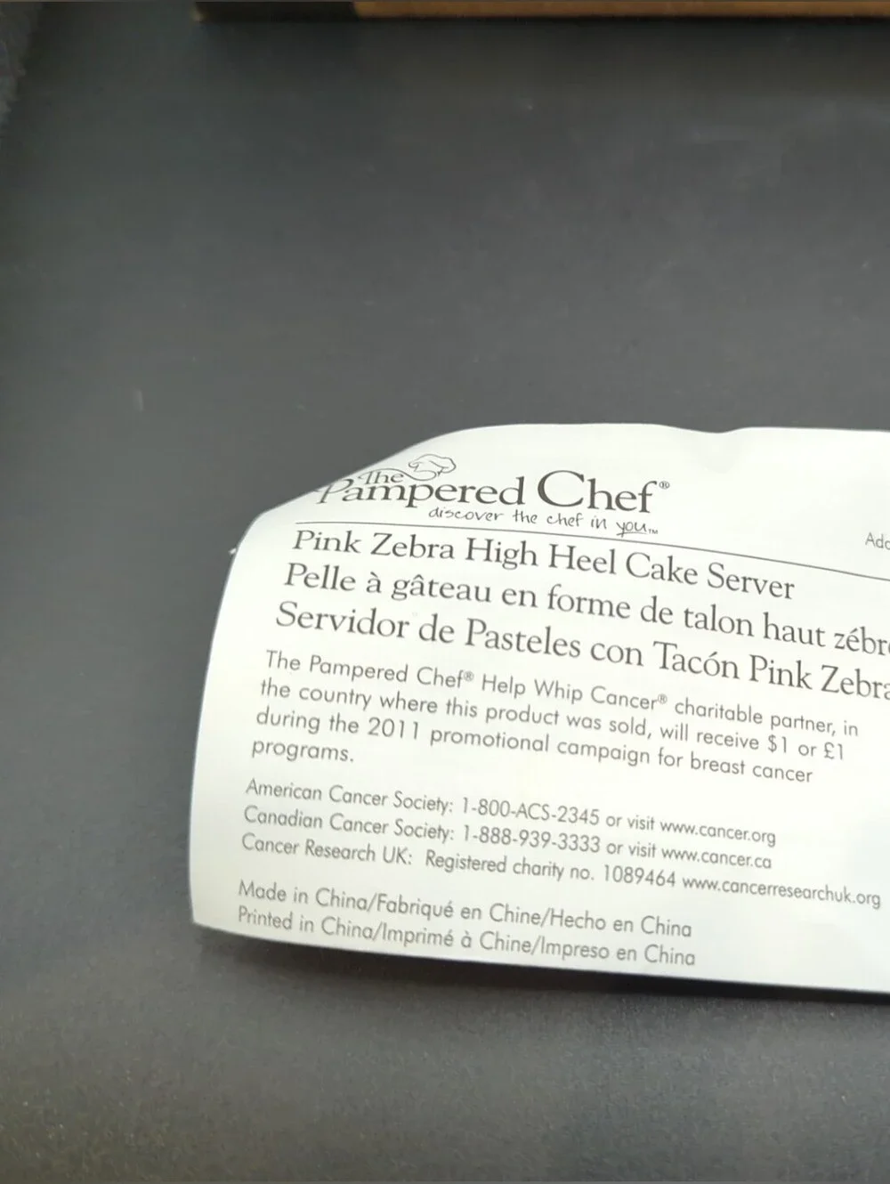 Pampered Chef- Pink Zebra High Heel Cake Server with Box- #1171- Magnetic Heel